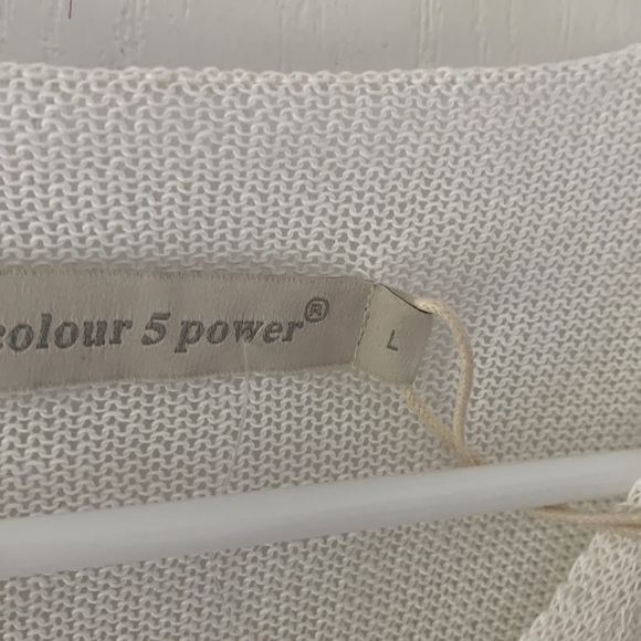 Colour 5 Power sweater jumper beige L‎ see through lightweight knit v neck linen - Picture 5 of 11